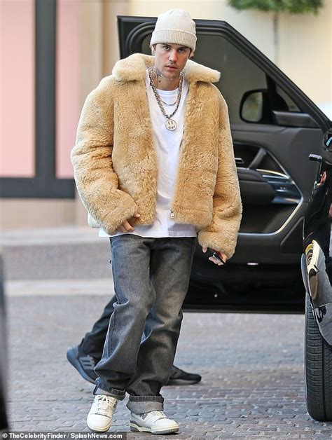 justin bieber burberry fur coat|Justin Bieber jeans.